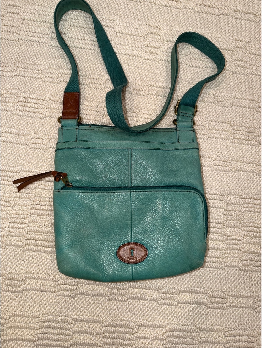 Turquoise leather crossbody bag